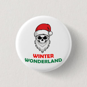 Winter wonderland Santa Skull 1 Inch Round Button