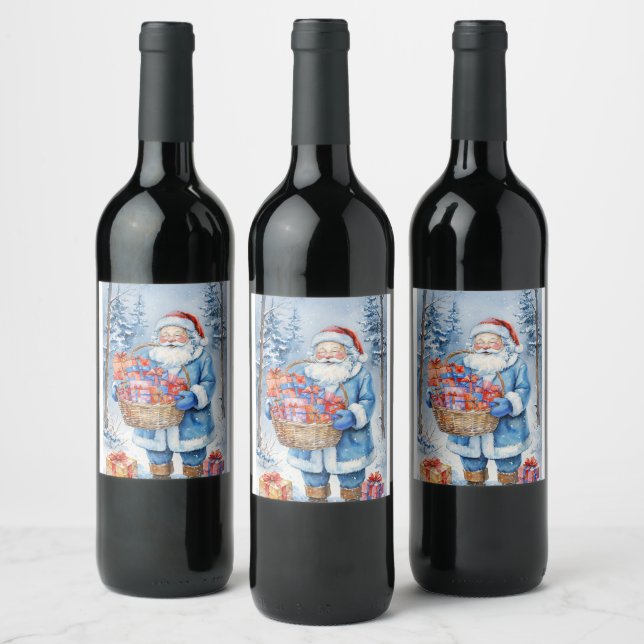 Winter Wonderland Santa Wine Label (Bottles)