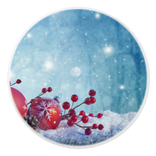 Winter Wonderland Scene Ceramic Knob