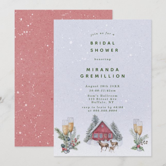 Winter Wonderland Scenery Bridal Shower Invitation (Front/Back)