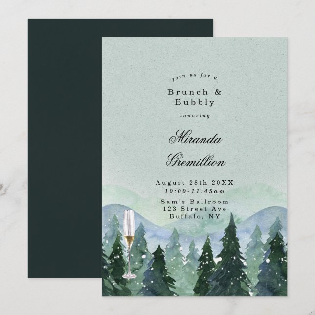 Winter Wonderland Scenery Brunch and Bubbly Invitation (Front/Back)