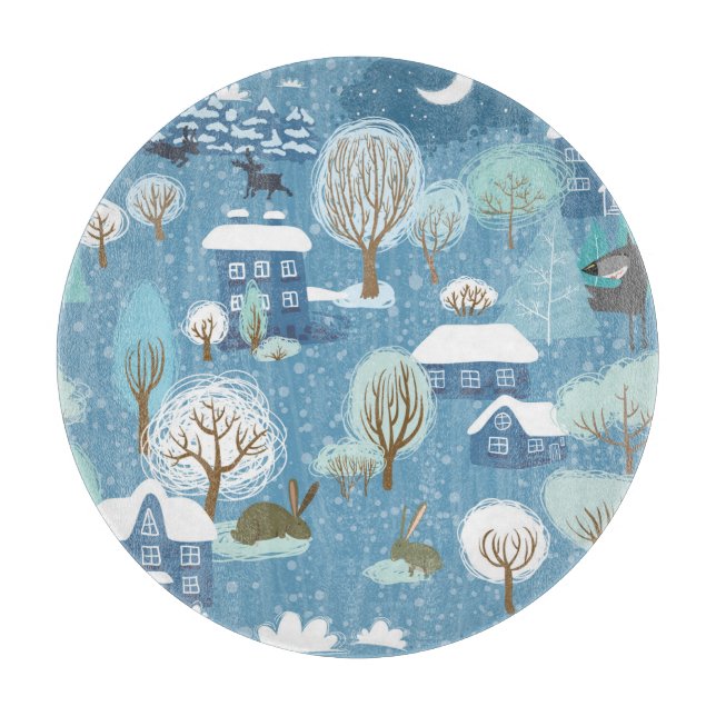 Winter Wonderland: Scenic Pattern Cutting Board (Front)