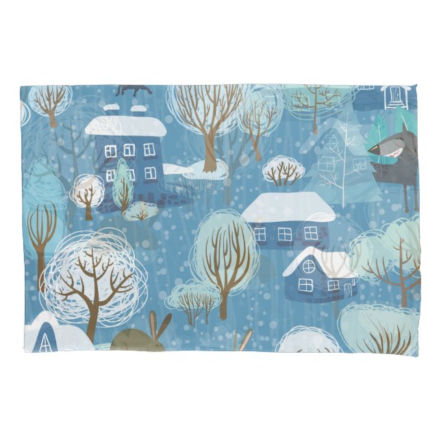 Winter Wonderland: Scenic Pattern Pillowcase (Front)