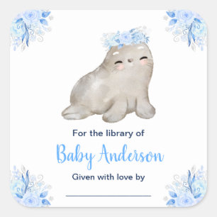 Winter Wonderland Seal Baby Shower Bookplate