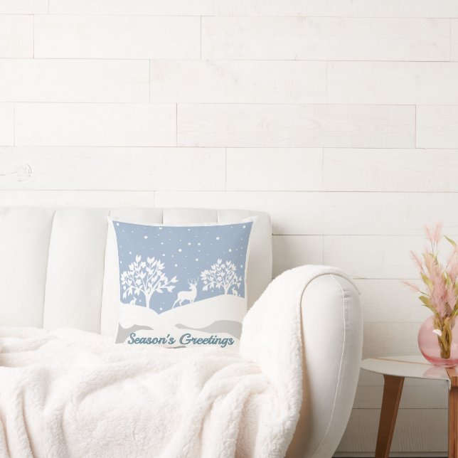 Winter Wonderland Season's Greetings Throw Pillow (Couch)
