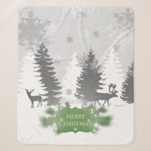 Winter Wonderland Sherpa Blanket - Green