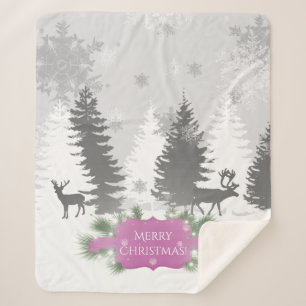Winter Wonderland Sherpa Blanket - Magenta