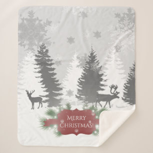 Winter Wonderland Sherpa Blanket - Red