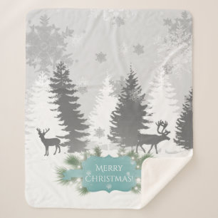 Winter Wonderland Sherpa Blanket - Teal