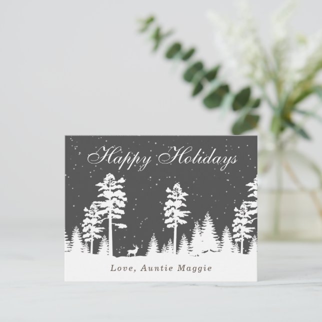 Winter wonderland silhouette Christmas holiday Pos Postcard (Standing Front)