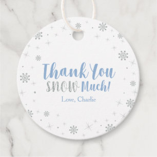 Winter Wonderland Silver & Blue Boy Baby Shower Favour Tags