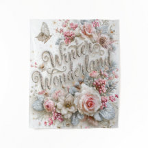 Winter Wonderland Silver Glitter Pink Roses