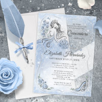 Winter Wonderland Silver Light Blue Quinceanera