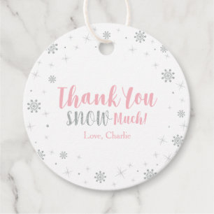 Winter Wonderland Silver & Pink Girl Baby Shower Favour Tags