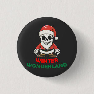 Winter wonderland Skull 1 Inch Round Button