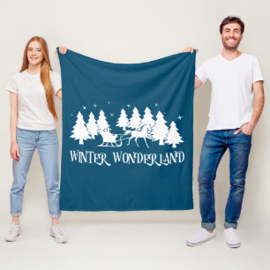 Winter Wonderland Sleigh Ride Scene Fleece Blanket