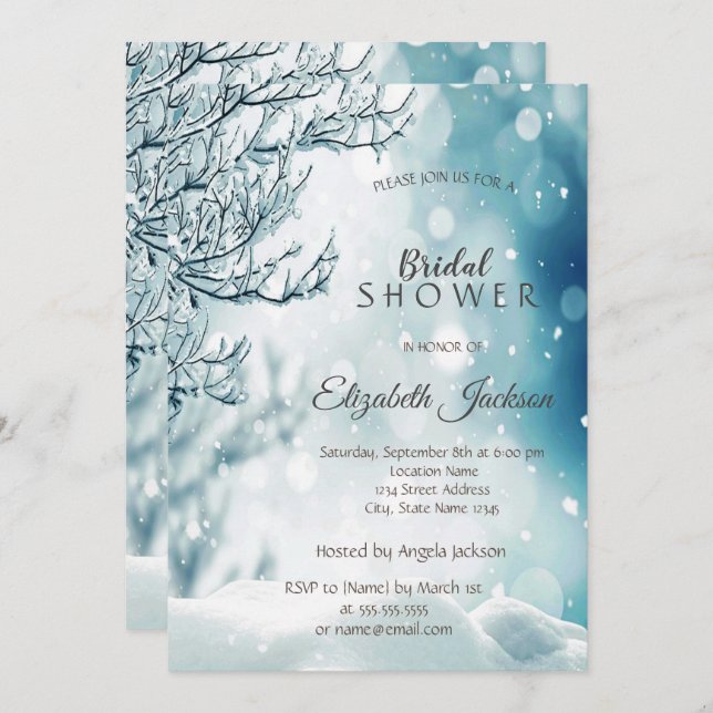 Winter Wonderland, Snow Bridal Shower Invitation (Front/Back)