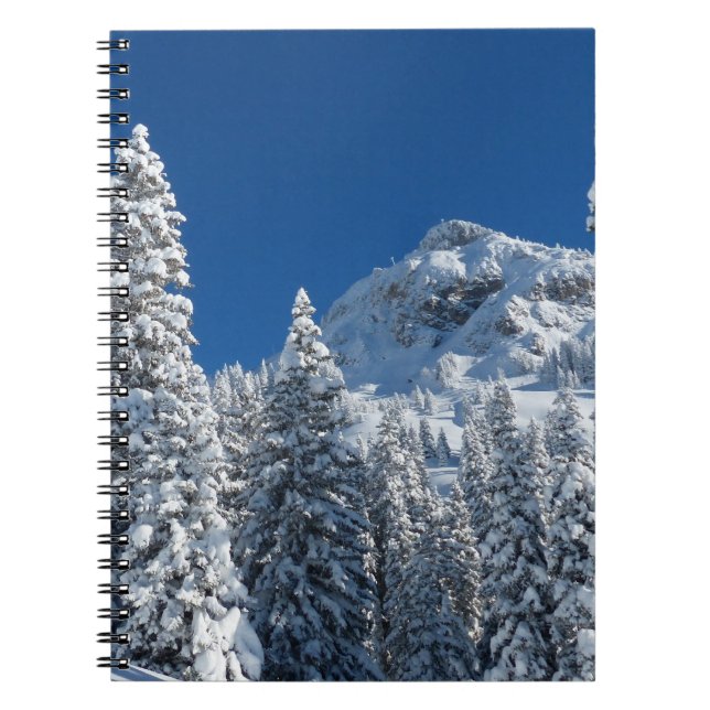 Winter Wonderland Snow Covered Trees Mountains Notebook (Front)