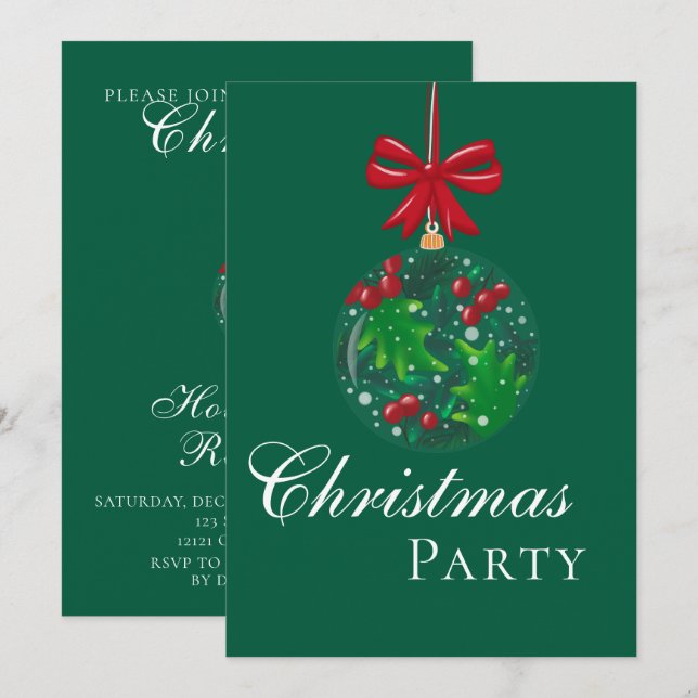 Winter Wonderland Snow Globe Christmas Party Invitation (Front/Back)