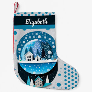 Winter Wonderland Snow Globe Home for Christmas Small Christmas Stocking