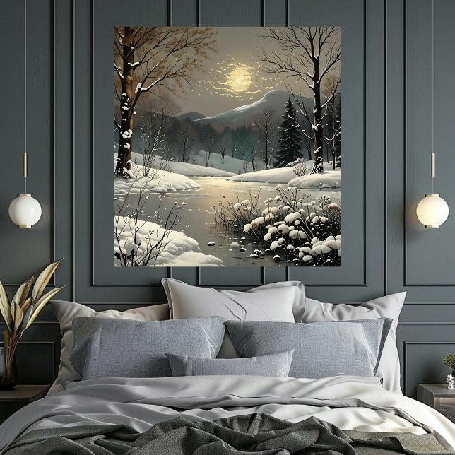 Winter Wonderland Snow Landscape Art Print Poster (Winter Wonderland Snow Landscape Art Print Poster Mockup 1)