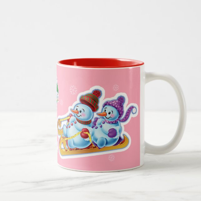 Winter Wonderland snow people mug custom name (Right)