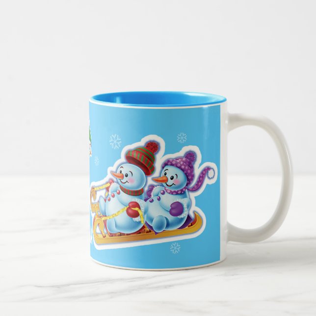 Winter Wonderland snow people mug custom name (Right)
