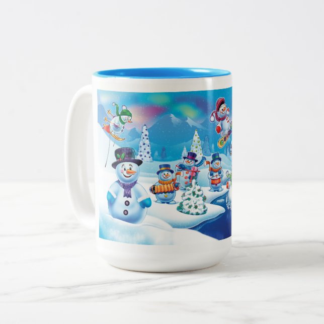 Winter Wonderland snow people scene mug (Front Left)