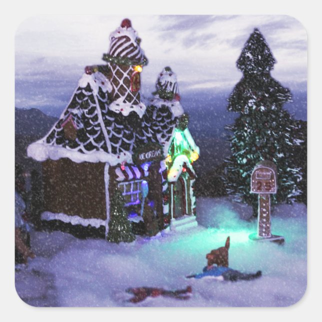 Winter Wonderland Snow Scene 2020 Square Sticker (Front)