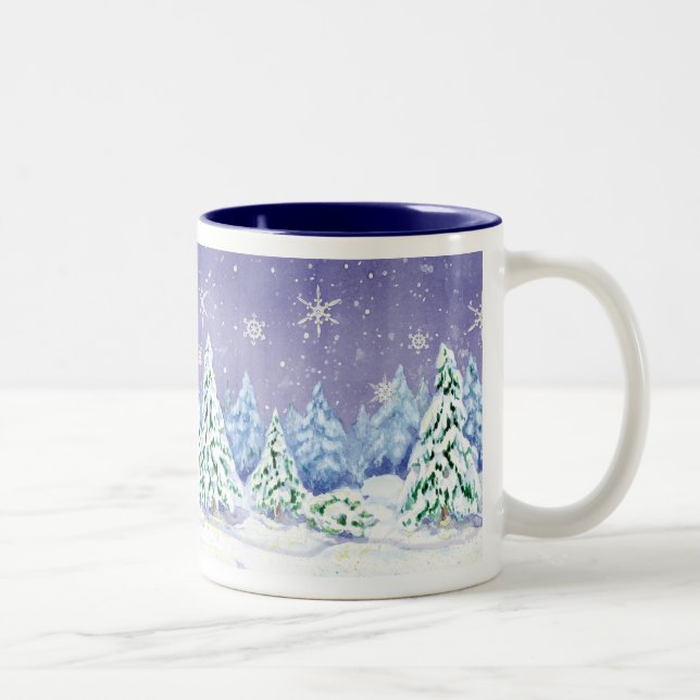 Winter Wonderland Snow Scene Pine Trees Coffee Cup (Right)