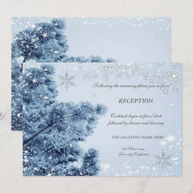 Winter Wonderland,Snow, Snowflakes  Reception  Invitation (Front/Back)