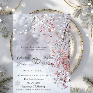 Winter Wonderland,Snow String Lights Wedding  Invi Invitation