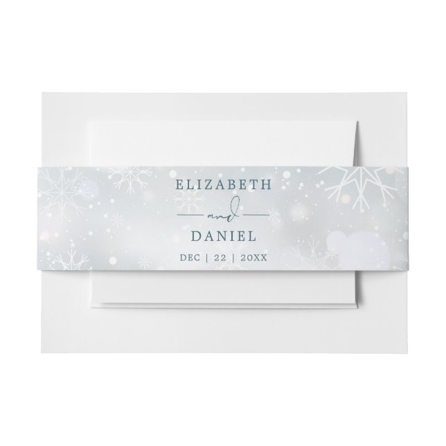 Winter Wonderland Snow Wedding Invitation Invitation Belly Band (Front Example)