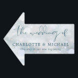 Winter Wonderland Snow Wedding This Way Arrow Garden Sign<br><div class="desc">This elegant winter wonderland snow wedding direction sign can be personalized with your information in chic lettering. Designed by Thisisnotme©</div>