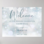 Winter Wonderland Snow Wedding Welcome Sign<br><div class="desc">This elegant winter wonderland snow wedding welcome sign can be personalized with your information in chic typography. Designed by Thisisnotme©</div>