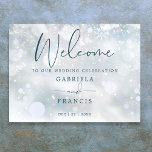 Winter Wonderland Snow Wedding Welcome Sign<br><div class="desc">This elegant winter wonderland snow wedding welcome sign can be personalized with your information in chic typography. Designed by Thisisnotme©</div>