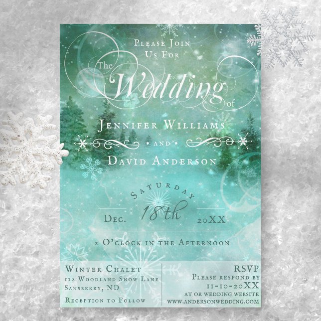 Winter Wonderland Snow Woodland Wedding Invitation (Creator Uploaded)