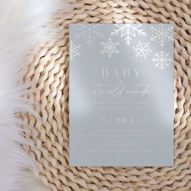 Winter Wonderland Snowflake Boy Baby Shower Invitation (Creator Uploaded)