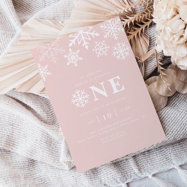 Winter Wonderland Snowflake Girls Pink Birthday Invitation (Creator Uploaded)