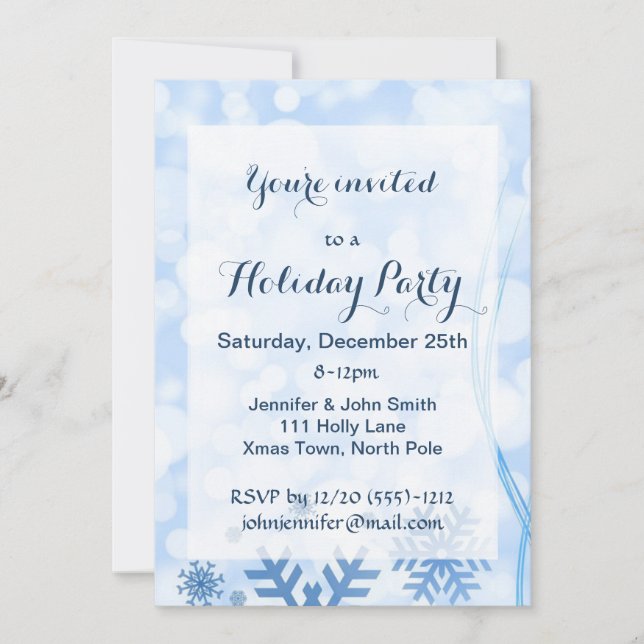 Winter Wonderland Snowflake Ice Holiday Party Invitation (Front)