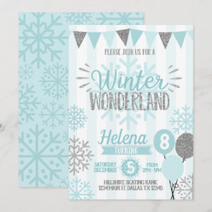 Winter Wonderland Snowflake Invitation Anniversair