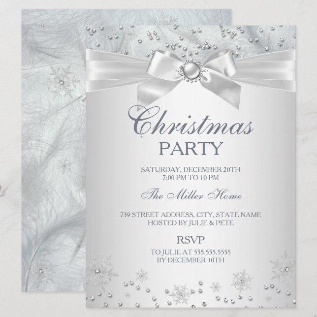 Winter Wonderland Snowflake Noël Invitation (Devant / Derrière)