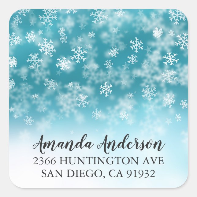Winter Wonderland Snowflake Return Address Sticker (Front)