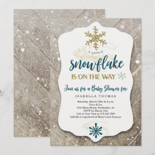 Winter Wonderland Snowflake Theme Boy Baby Shower Invitation