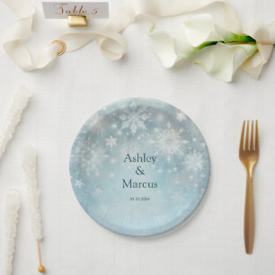 Winter Wonderland Snowflake Wedding Paper Plate