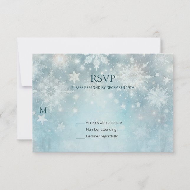 Winter Wonderland Snowflake Wedding RSVP Card (Front)