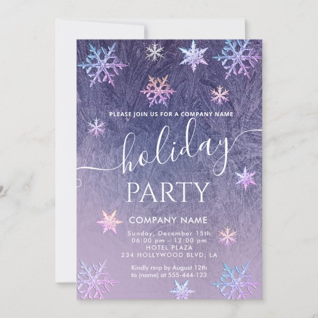 Winter wonderland snowflakes company party invitat invitation (Front)