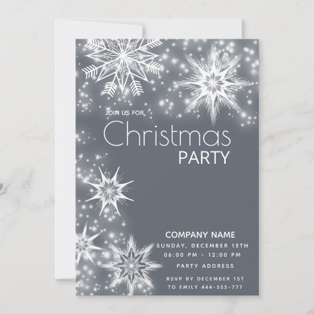 Winter wonderland snowflakes corporate Christmas  Invitation (Front)