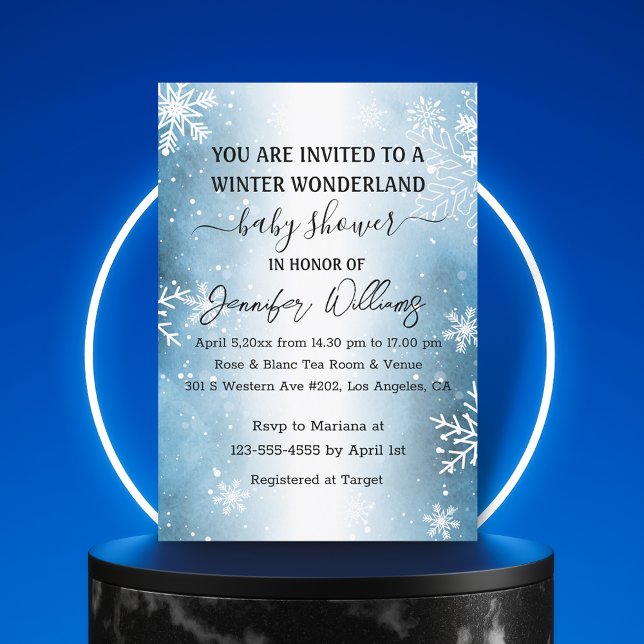 winter wonderland snowflakes elegant baby shower   invitation (Creator Uploaded)