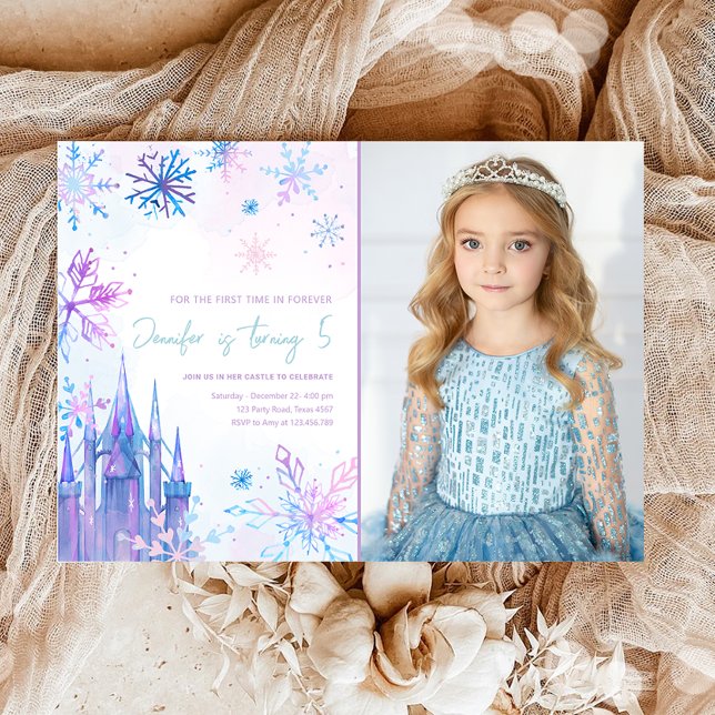Winter Wonderland Snowflakes Girl Snow Birthday Invitation (Creator Uploaded)